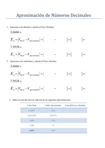 Aproximación de números decimales
