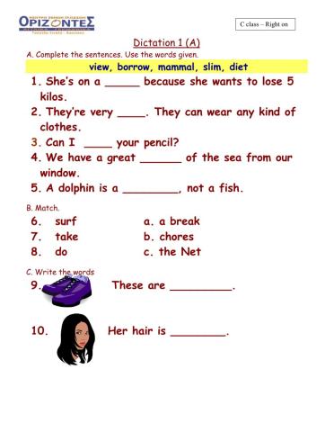 C class -Dictation 1A