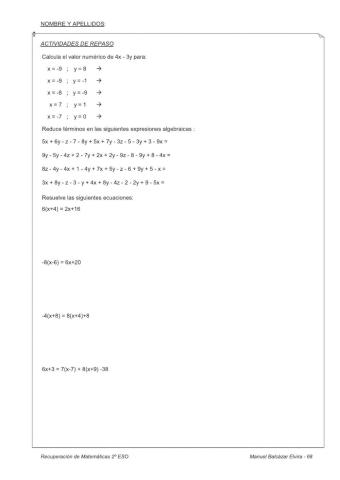 Repaso Ecuaciones 1er grado