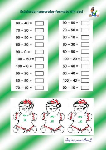 Scaderea numerelor formate din zeci