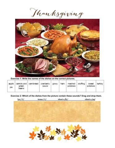 Thanksgiving Vocabulary and Pronunciation
