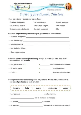 El sujeto y predicado: nucleos