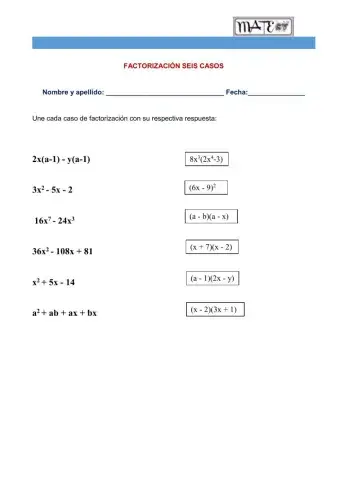 Factorización 6 casos