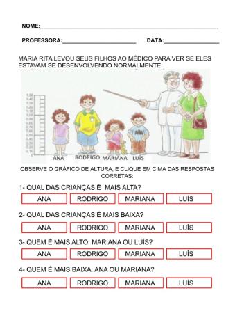 Altura das crianças