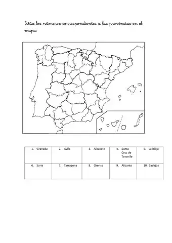 Exame: mapa Político de España