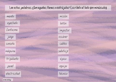 Clasifica según la posición de la sílaba tónica