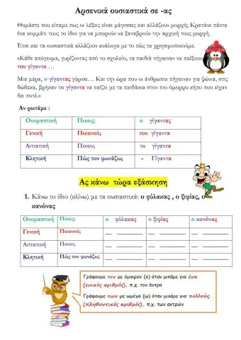 Αρσενικά ουσιαστικά σε -ας - Τον- των