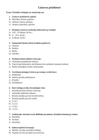 Lietuvos priešistorė