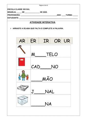 Revisão sílabas complexas
