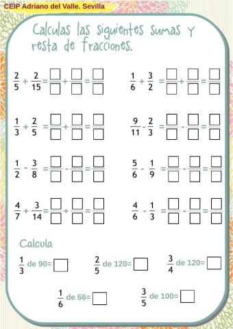 Sumas y restas con fracciones