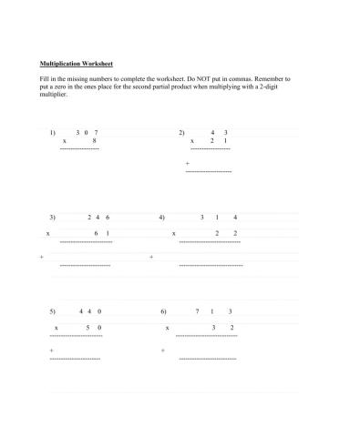 Multi-digit Multiplication