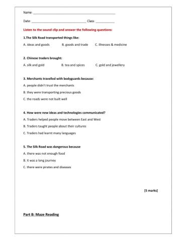 Grade 10 ADV Skills Check 3 -Listening