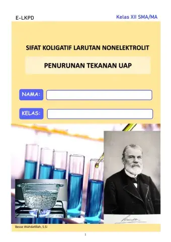 E-LKPD Sifat Koligatif Larutan Nonelektrolit - Penurunan Tekanan Uap