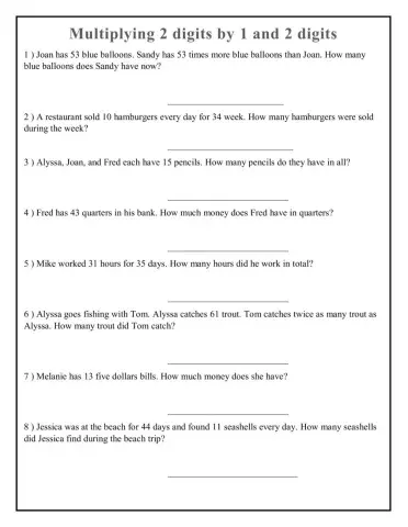 Multiplying 2 digits by 1 and 2 digits