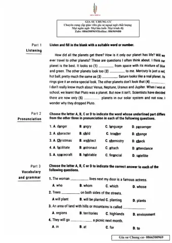 Lớp 9 - kiểm tra 45 phút (units 10 11 test 25)