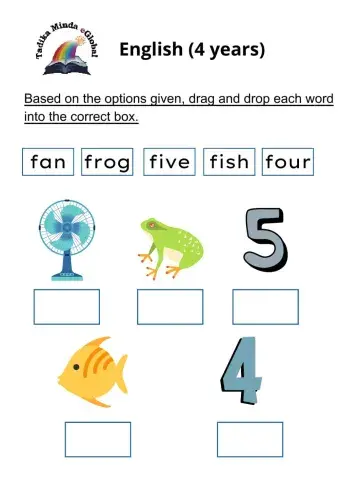 4 Years: English Set 11 Page 1 (Drag and Drop)