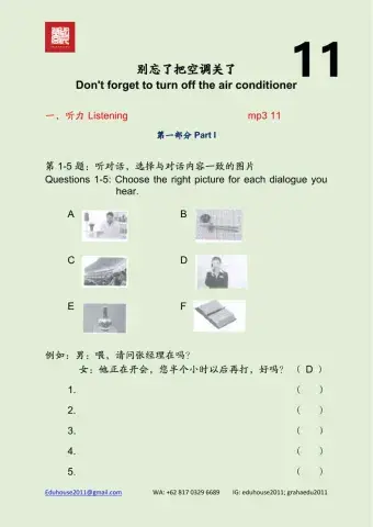 HSK 3 Workbook Listening Unit 11