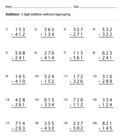 Addition without Regrouping