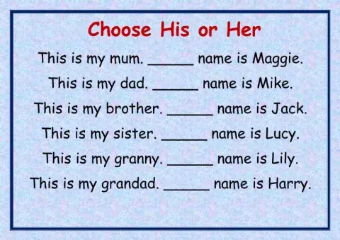 Possessive pronouns his her