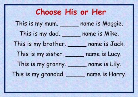 Possessive pronouns his her