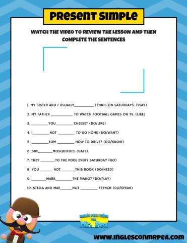 PRESENT SIMPLE 01 - Verbs - Inglés para niños con Mr. Pea