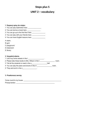 Steps plus 5 unit 2 vocabulary