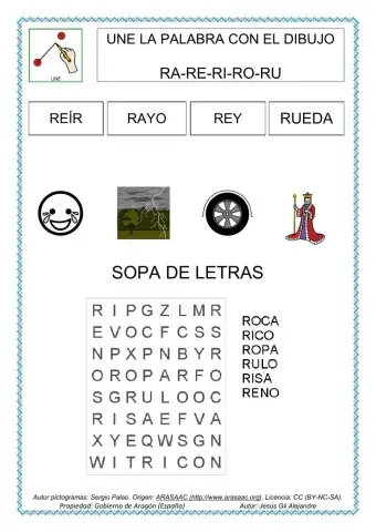 Une palabras y dibujos. sopa de letras- ra re ri ro ru