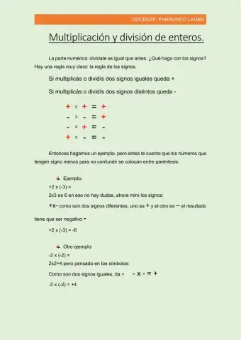 Enteros, regla de los signos