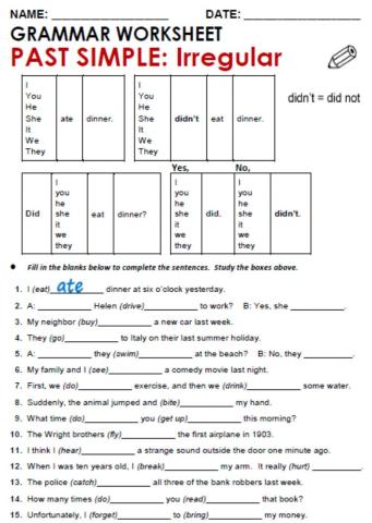 Past simple - irregular verbs