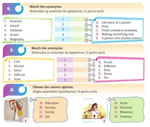 7 3.üni̇te aliştirmalar 4 5 eşleşti̇rme