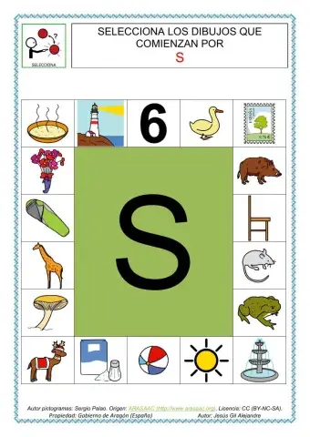 Selecciona los dibujos que comienzan por s