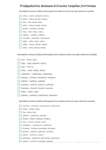 Priešpaskutinio skiemens kirčiavimo taisyklės įtvirtinimas