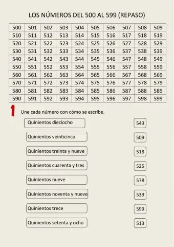 Los números del 500 al 599 - AMPLIACIÓN