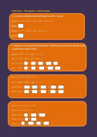 Zbrajanje i oduzimanje polinoma