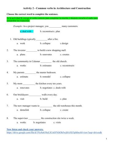 Common verbs in Architecture and Construction