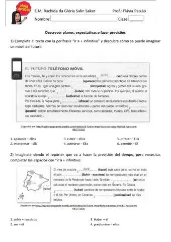Folha 2 ir a + infinitivo