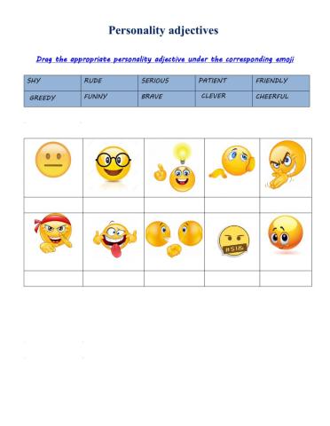 Personality adjectives
