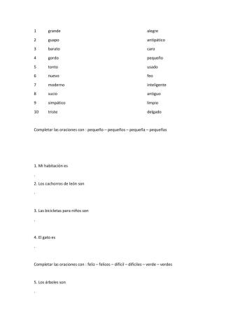 Adjetivos en español