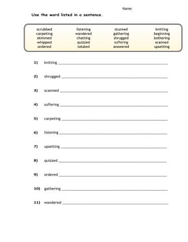 Lesson 8 - Adding –ed and –ing - Write a Sentence