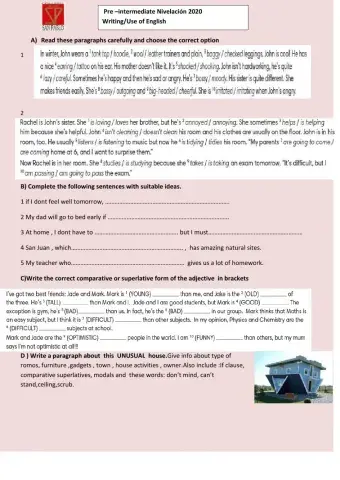 Pre intermediate Nivelación Writing