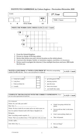 Mock exam second year