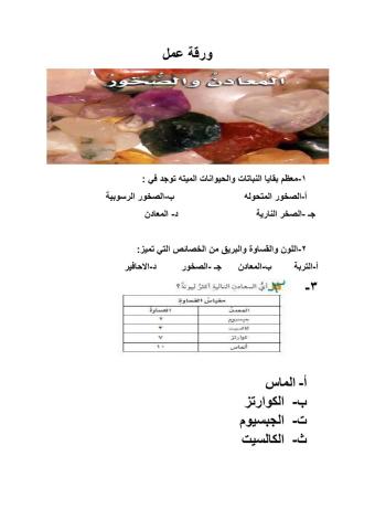 الصخور والمعادن علوم رابع