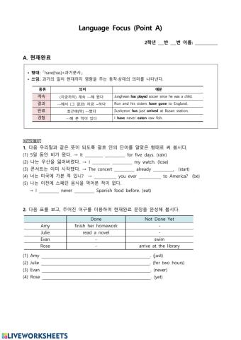 Lesson 7. 현재완료