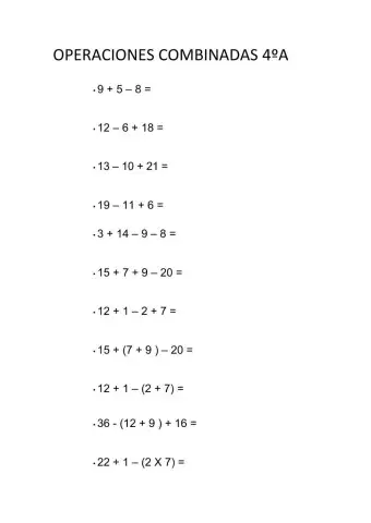 Operaciones combinadas sumas,restas, multiplicacion