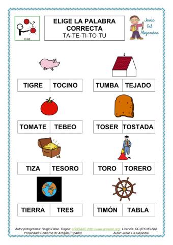 Elige la palabra correcta.TA TE TI TO TU MAYÚSCULAS