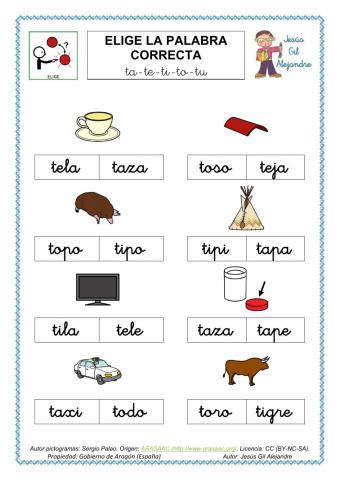 Elige la palabra correcta.TA TE TI TO TU MINÚSCULAS