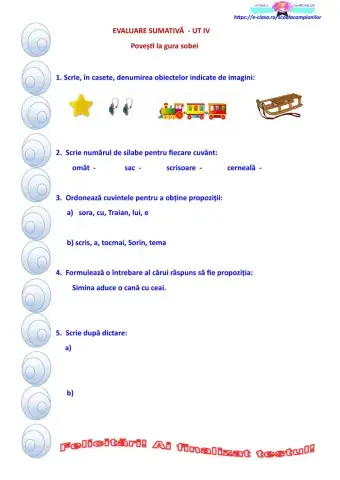 Evaluare sumativă UT IV