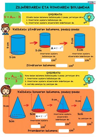 Zilindroaren eta konoaren bolumena
