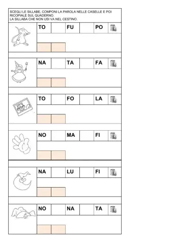 Componi parole bisillabe