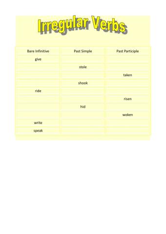 Irregular Verbs